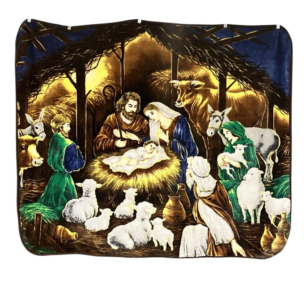 Nativity Scene Blanket Shining Light Christmas Heavyweight Blanket 50 X 60 in.